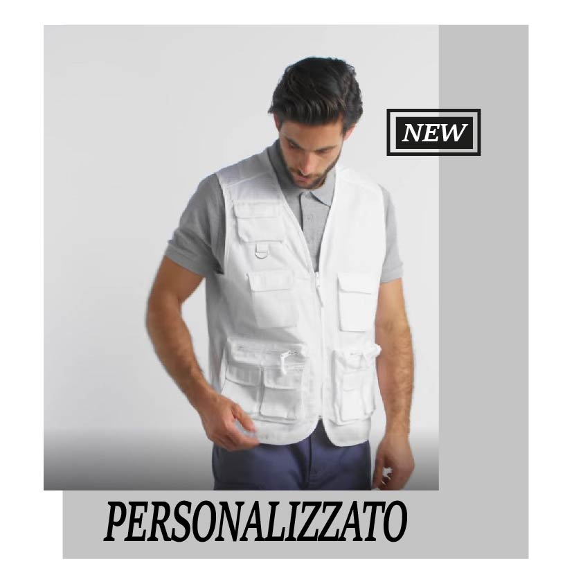 GILET MULTIUSO-MULTITASCHE   "NERVA" -PERSONALIZZATO-